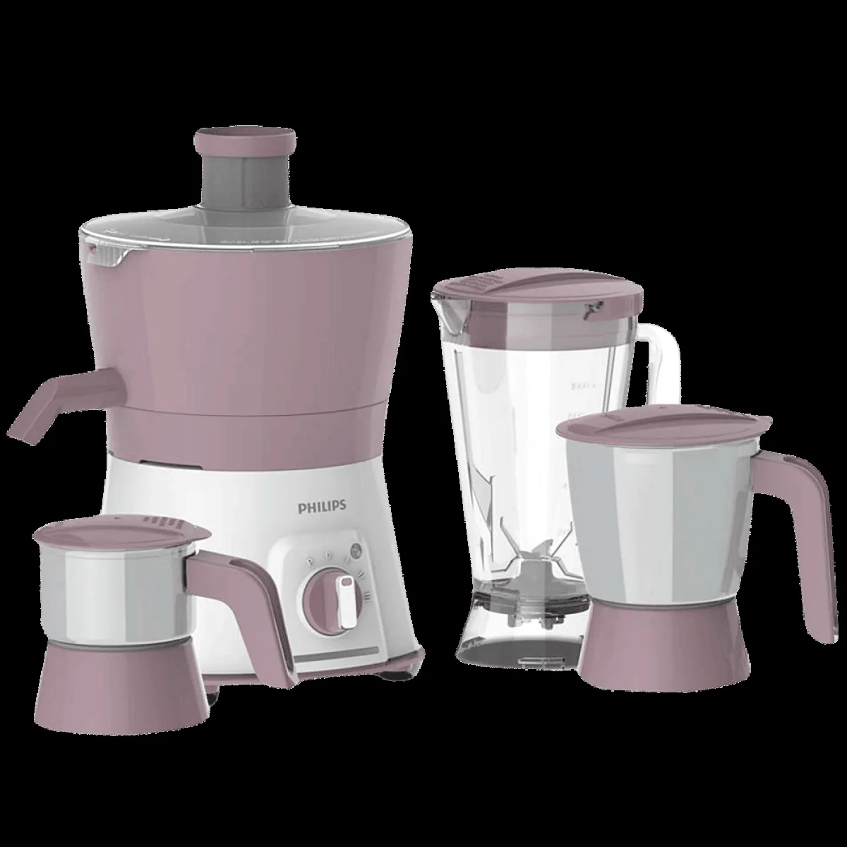 Philips Viva Collection 600 Watt 3 Jars Juicer Mixer Grinder (20000 RPM, Overload Protection, White & Lilac)