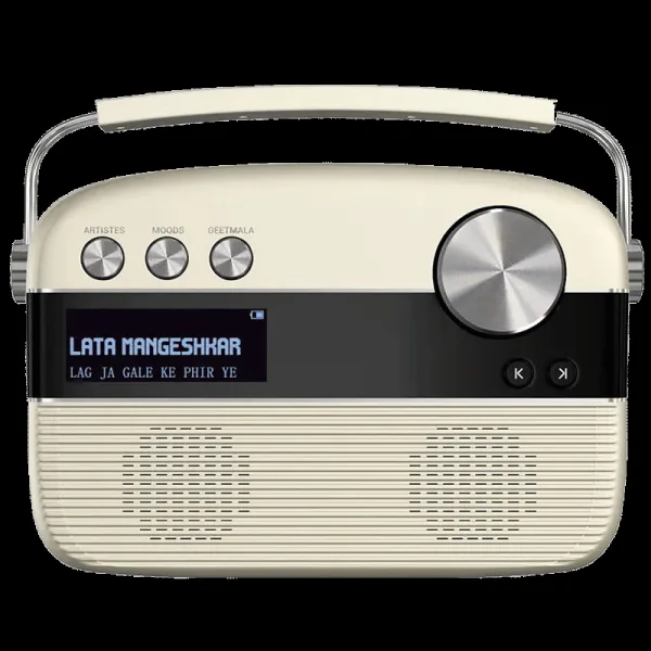 SAREGAMA Carvaan 6W Portable Bluetooth Speaker (5000 Pre Loaded Songs, Stereo Channel, White)