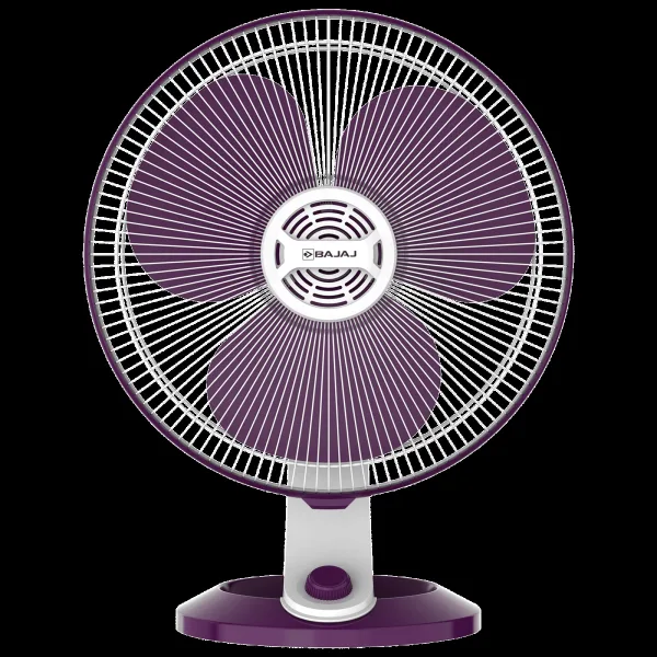 BAJAJ Veloce 5 Star 400mm 3 Blade Thermal Overload Protector Table Fan (Copper Motor, White & Purple)
