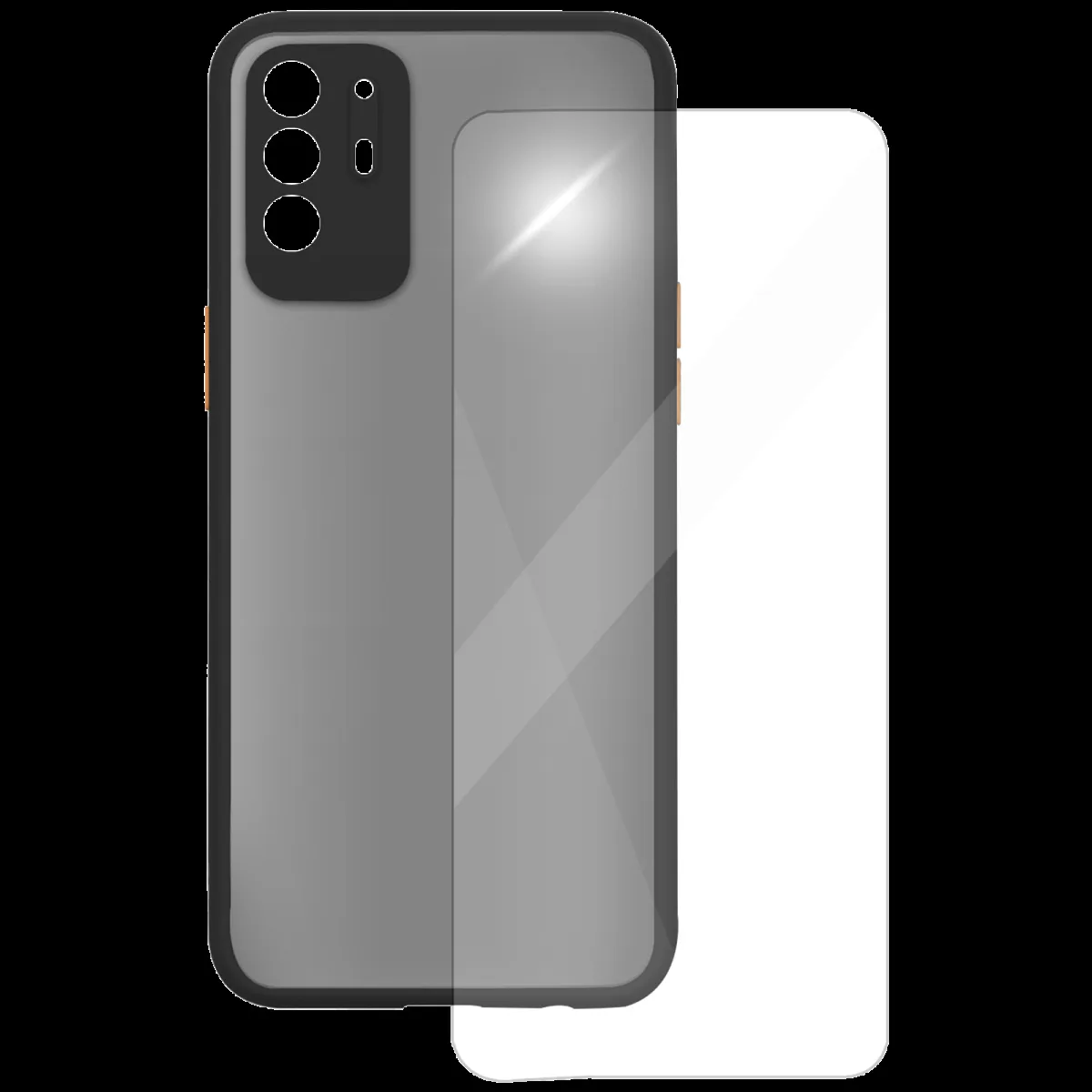 ARROW Camera Duplex Screen Protector & Polycarbonate Back Cover Combo for oppo F19 Pro Plus (Scratch Protection, Black)