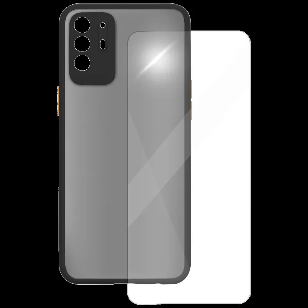 ARROW Camera Duplex Screen Protector & Polycarbonate Back Cover Combo for oppo F19 Pro Plus (Scratch Protection, Black)