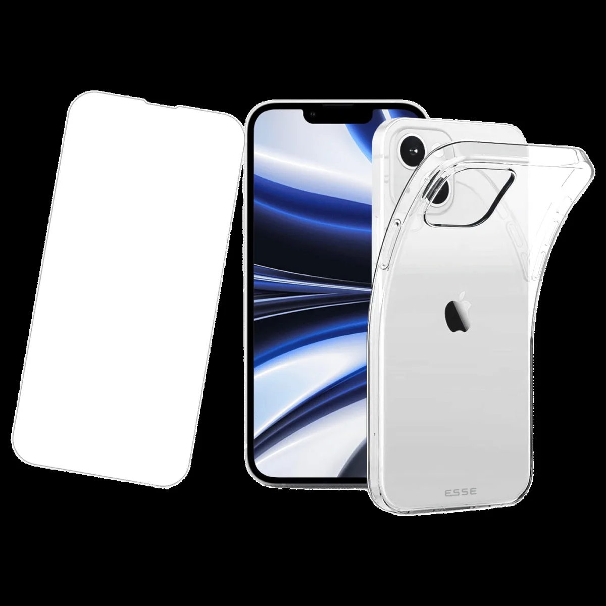 ESSE AIRSKIN Tempered Glass & Soft TPU Back Cover Combo for Apple iPhone 14 Plus (Wireless Charging Compatible, Clear)