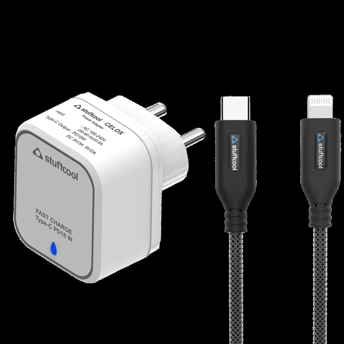 stuffcool Celox 18 Watts 1-Port USB Wall Charging Adapter (PD18W, White)
