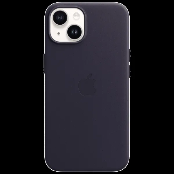 Apple Soft Leather Back Cover for Apple iPhone 14 (MagSafe Charging Support, Ink)