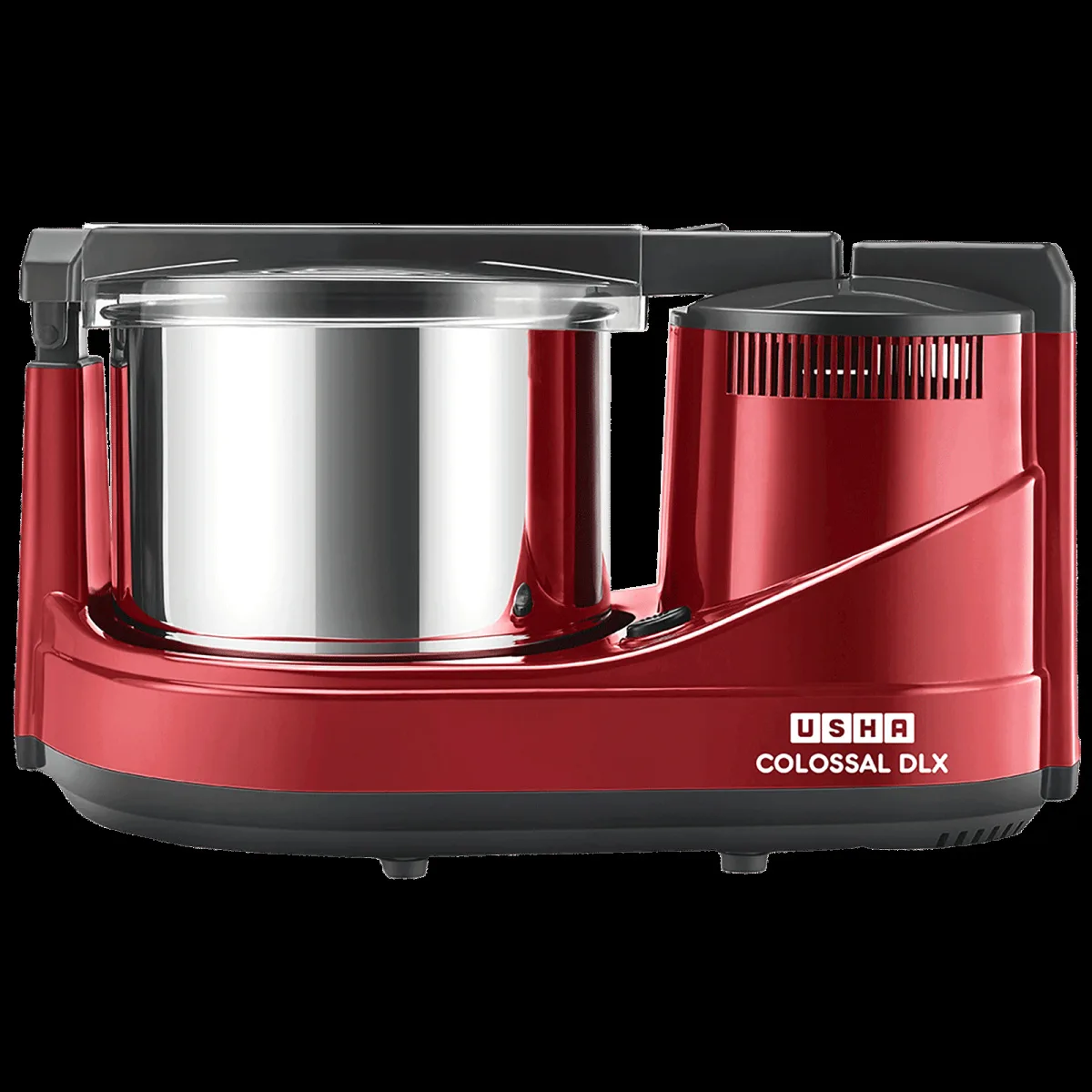 USHA Colossal DLX 2 Litres 2 Stones Wet Grinder with Coconut Scrapper & Atta Kneader (Sturdy High Torque Motor, Red)