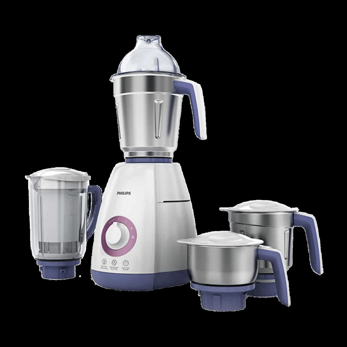 PHILIPS Viva Collection 750 Watt 4 Jars Mixer Grinder (19500 RPM, Auto Cut Off Protection, White/Blue)