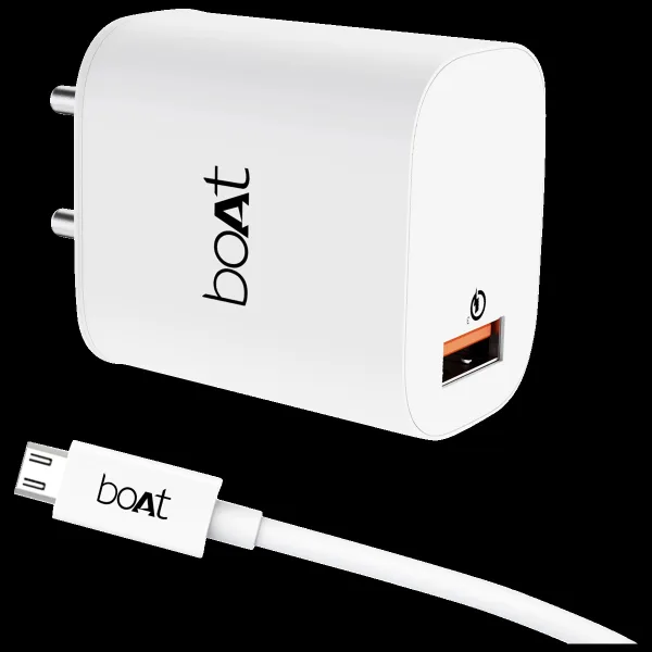 boAt WCD 18W Type A Fast Charger (Type A to Micro USB Cable, Smart IC Protection, White)