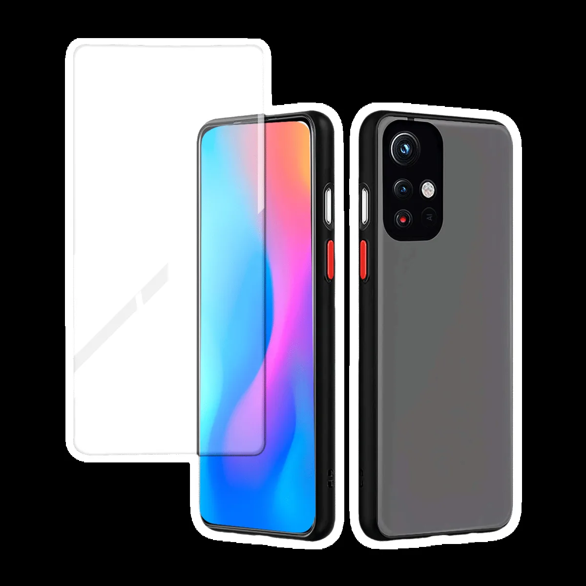 Arrow Duplex Tempered Glass & Polycarbonate Back Cover Combo for Redmi Note 11T 5G (Anti Scratch Design, Black)
