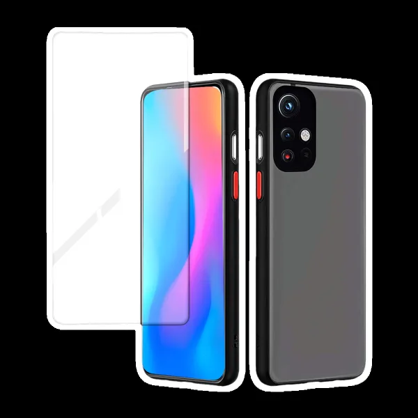 Arrow Duplex Tempered Glass & Polycarbonate Back Cover Combo for Redmi Note 11T 5G (Anti Scratch Design, Black)