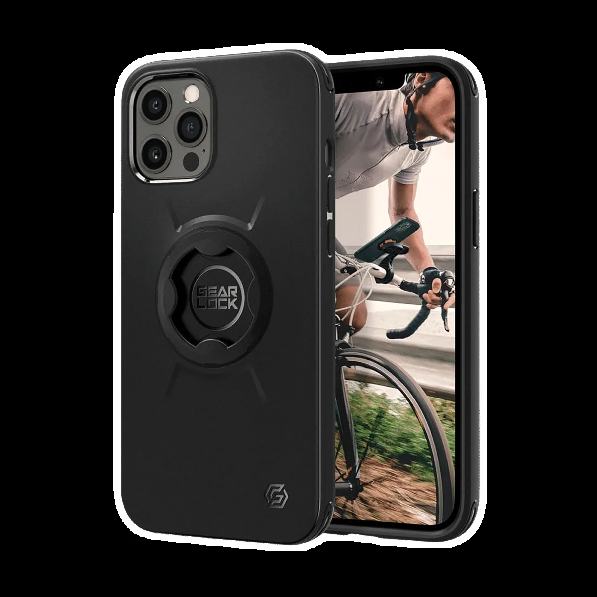 spigen Gearlock TPU & Polycarbonate Bike Mount Case for Apple iPhone 12, 12 Pro (Air Cushion Technology, Black)