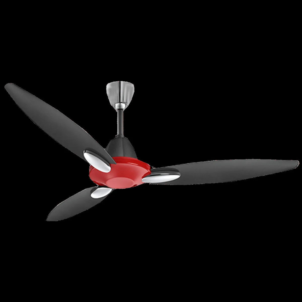 USHA Bloom Daffodil 1 Star 1250mm 3 Blade Electroplated Finish Ceiling Fan (Dust Resistant, Red & Black)