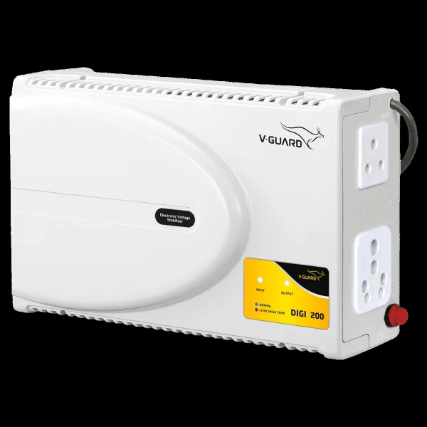 V-Guard 6 Amps Voltage Stabilizer For Up to 203cm (80") TV / SetTop Box / Home Theatre / Gaming Console / Photostat Machine (140 - 295 V, Built-In Thermal Overload Protection, Digi 200, White)
