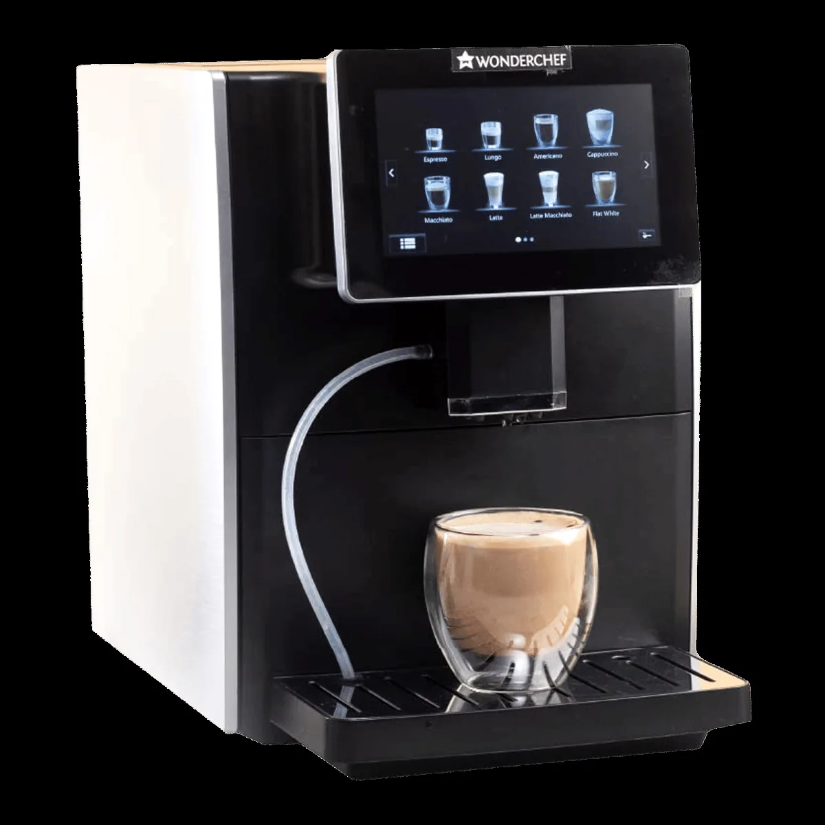 WONDERCHEF Regalia 600 Watt 6 Cups Automatic Espresso, Cappuccino, Flat White, Americano, Long Black, Lungo, Latte Macchiato & Macchiato Coffee Maker with Thermoblock Technology (Black)