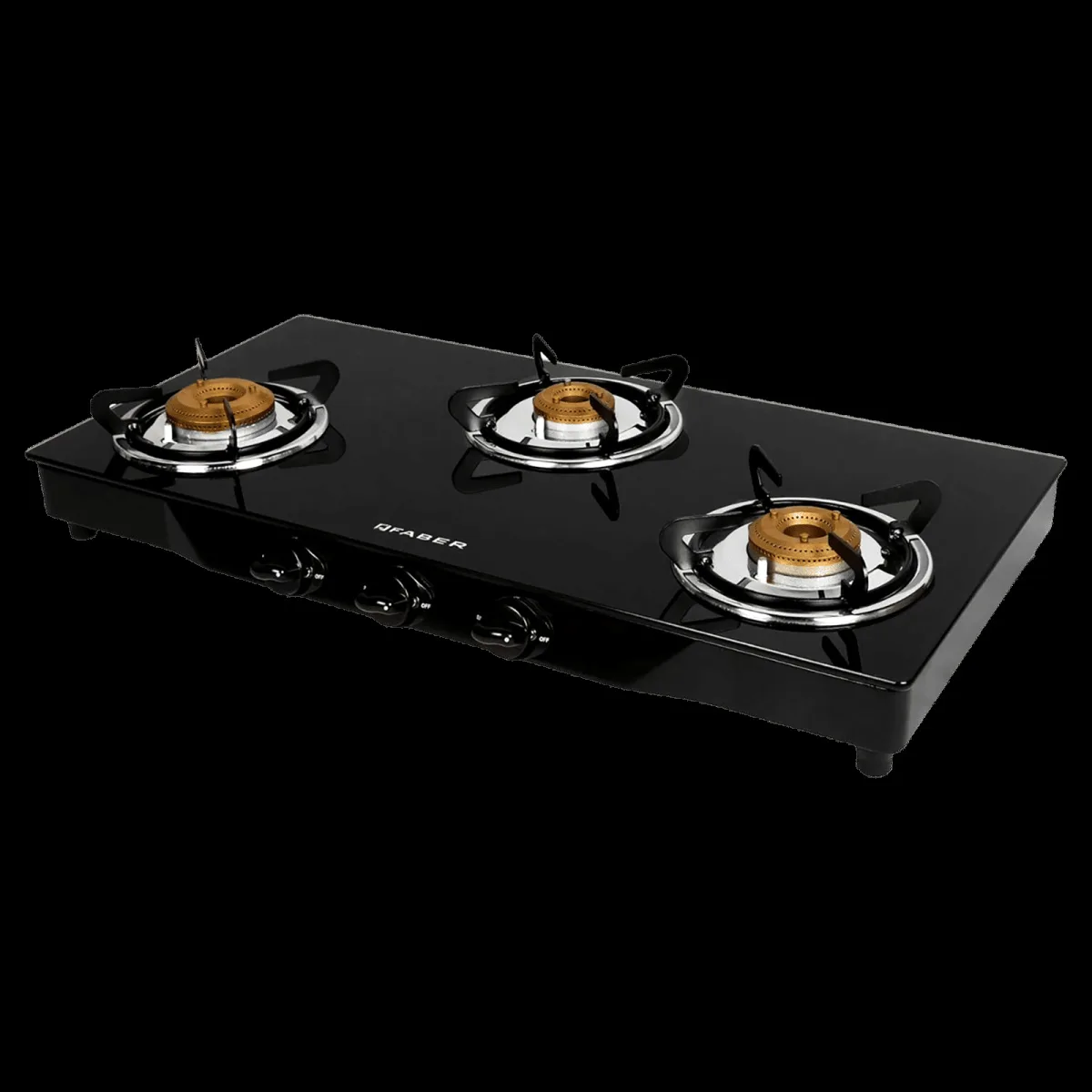 Faber JUMBO 3BB BK AI Toughened Glass Top 3 Burner Automatic Gas Stove (Corrosion Resistance, Black)