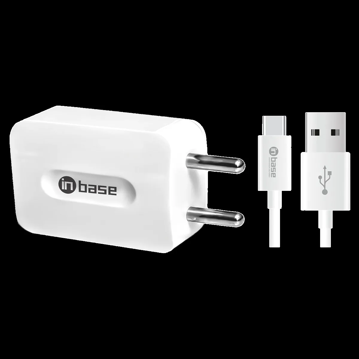 Inbase Type A 2-Port Fast Charger (Type A to Type C Cable, Multiple Protection, White)