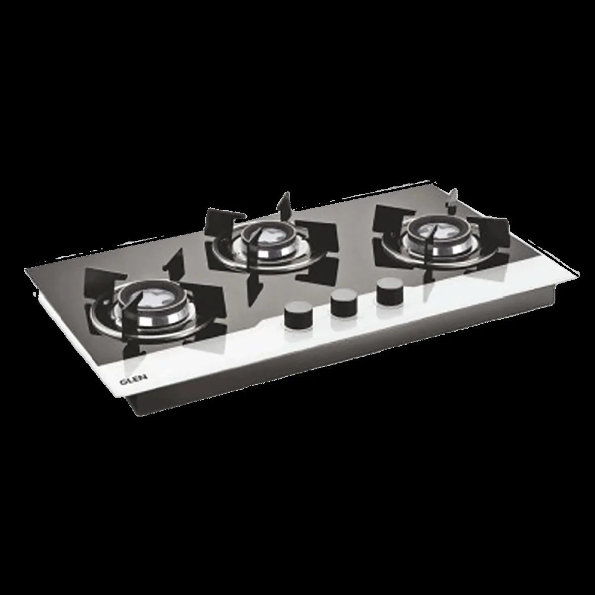 Glen 1073 HT BW Toughened Glass Top 3 Burner Automatic Hob (Sturdy Pan Support, Black/White)