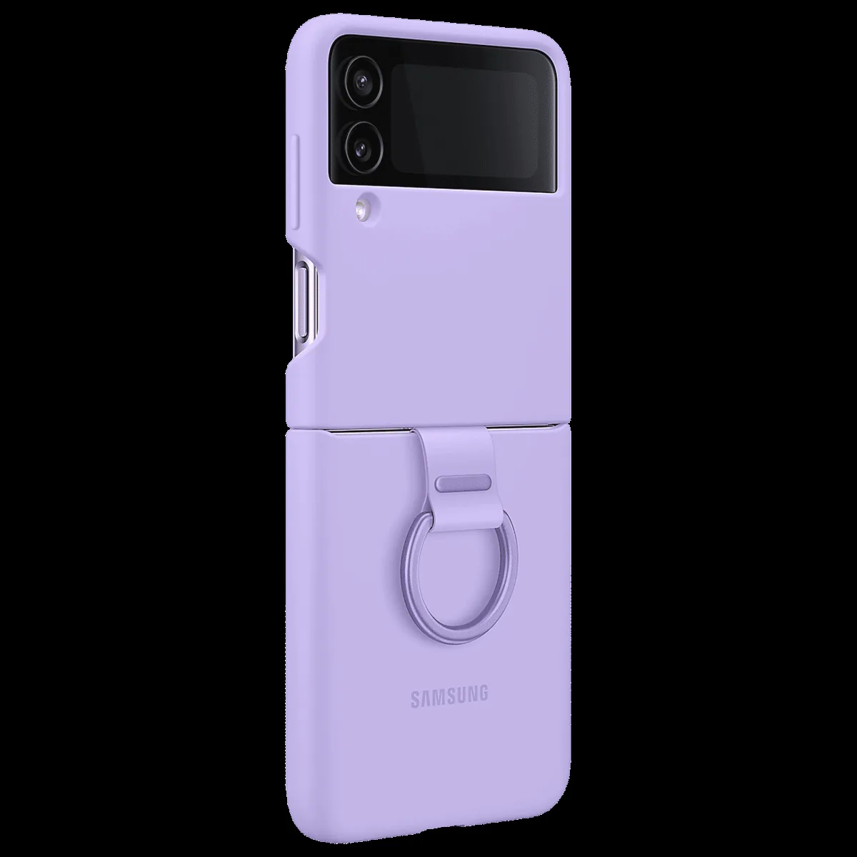 SAMSUNG Soft Silicone Back Cover for SAMSUNG Galaxy Z Flip4 (With Backside Ring, Bora Purple)