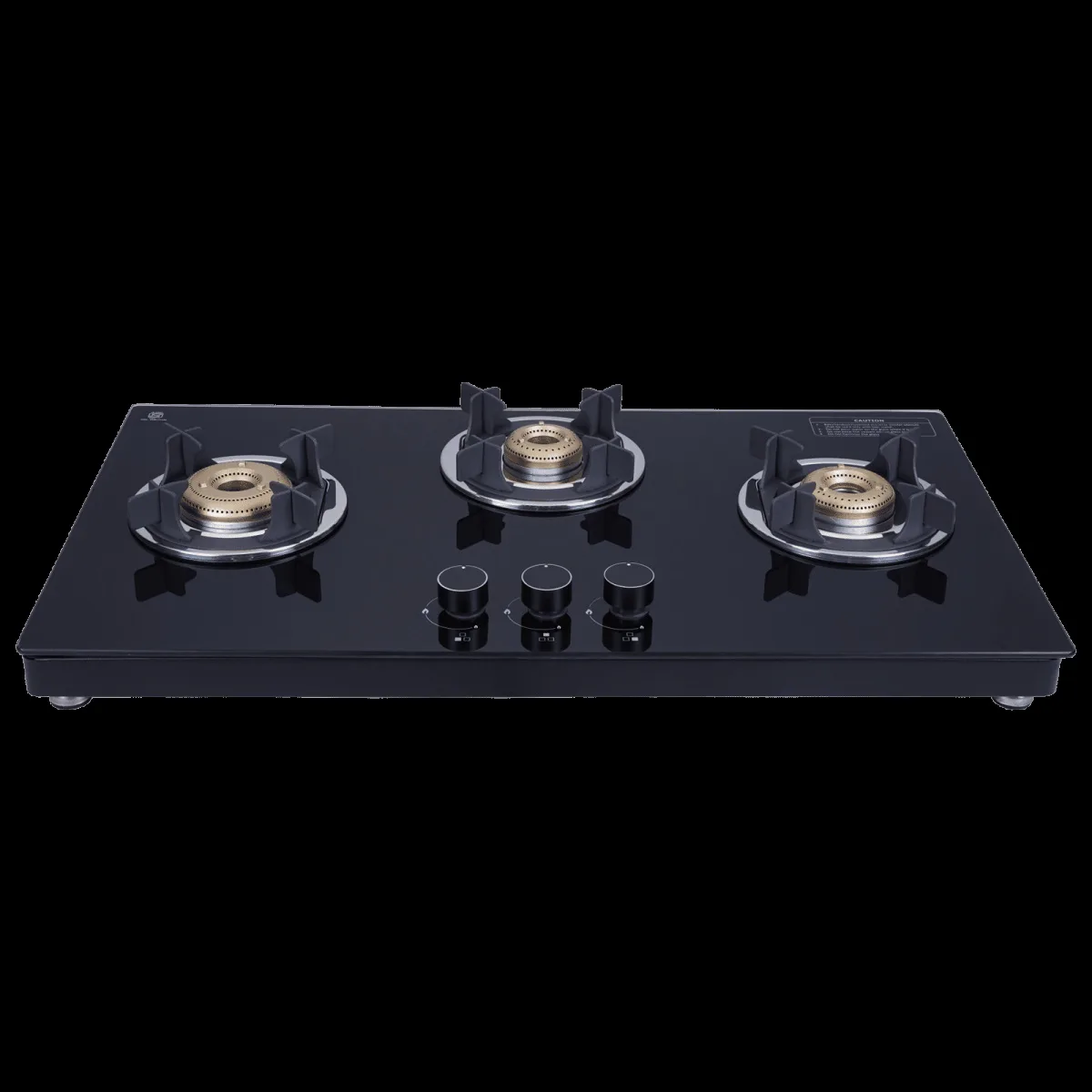 elica 773 CT VETRO (TKN CROWN DT SERIES) Toughened Glass Top 3 Burner Manual Gas Stove (Ultra Slim Frame, Black/White)