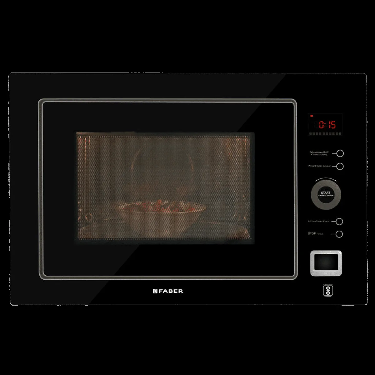 FABER FBIMWO CGS BK 25L 60cm Built-in Microwave with 10 Autocook Menus (FBIMWO 25L CGS BK, Black)