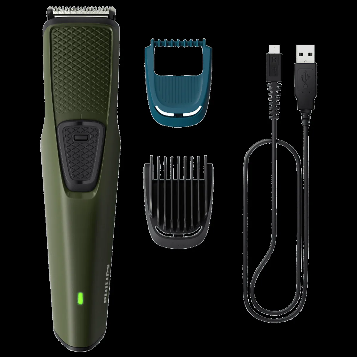 PHILIPS Series 1000 Rechargeable Cordless Wet & Dry Trimmer for Beard for Men (30mins Runtime, DuraPower Technology, Green)