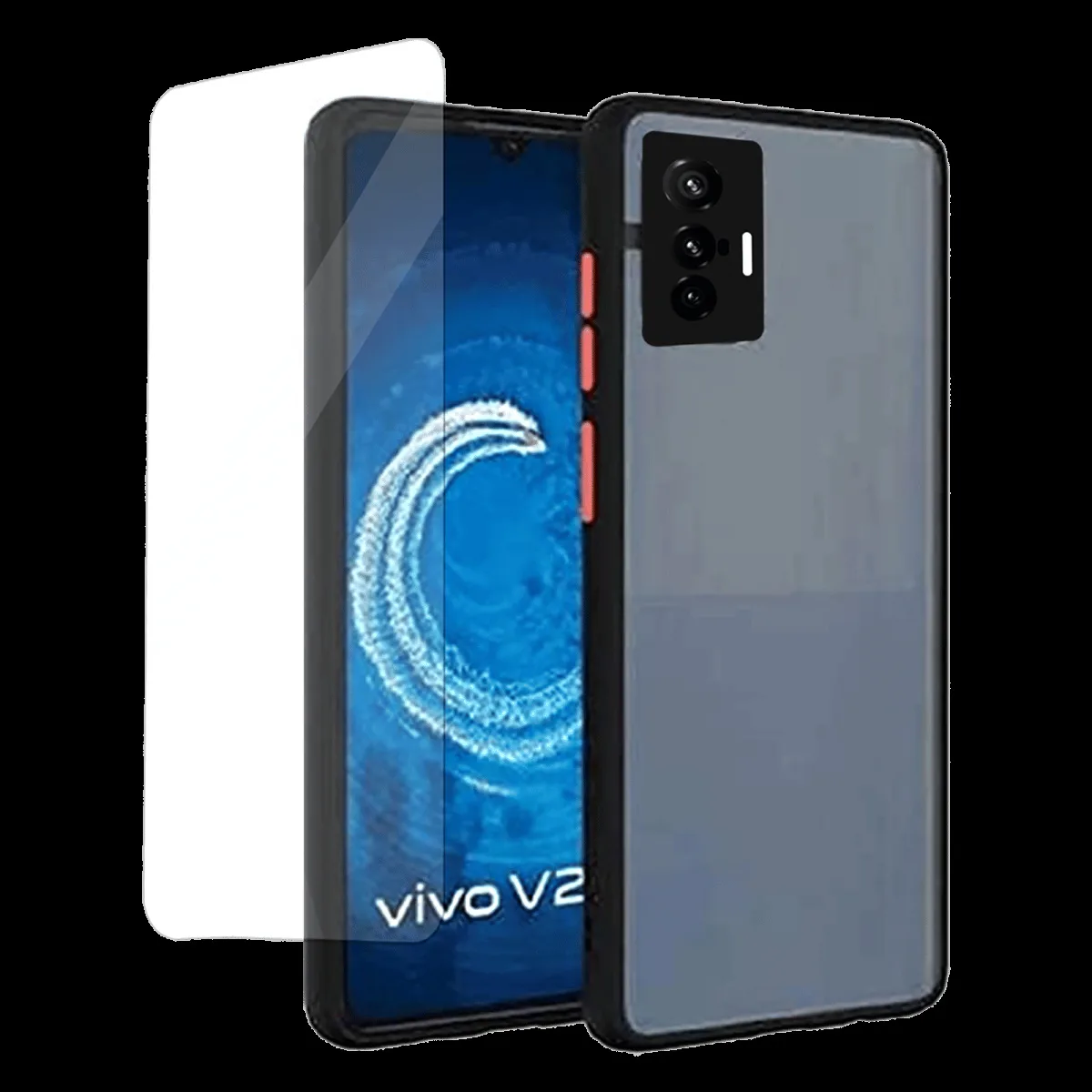 ARROW Duplex Series Tempered Glass & Polycarbonate Back Cover Combo for vivo X70 (Anti Scratch Design, Black)