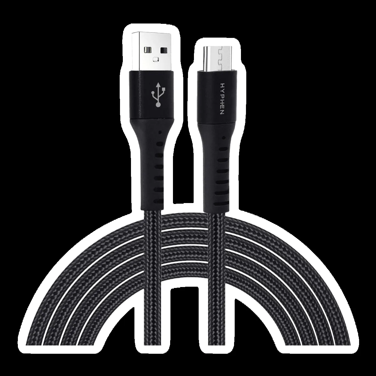 Hyphen Type A to Micro USB 3.9 Feet (1.2M) Cable (Tangle Free Design, Black)