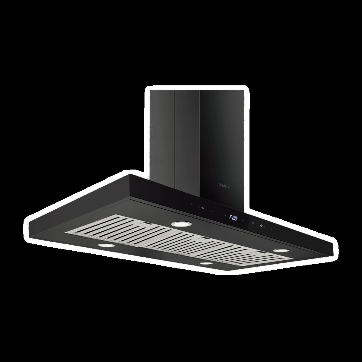 elica ISMART SPOT H6 BF ISLAND LTW 90 NERO 90cm Ducted Ceiling Mounted Chimney with Touch Control Panel (Black)