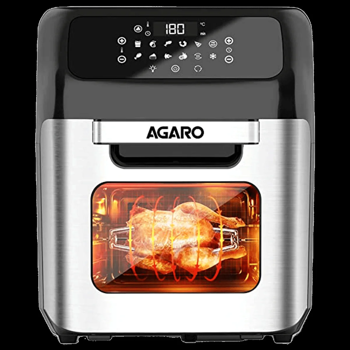 AGARO Regency 12L 1800 Watt Digital Air Fryer with 360 Degree Heat Circulation Technology (Silver)