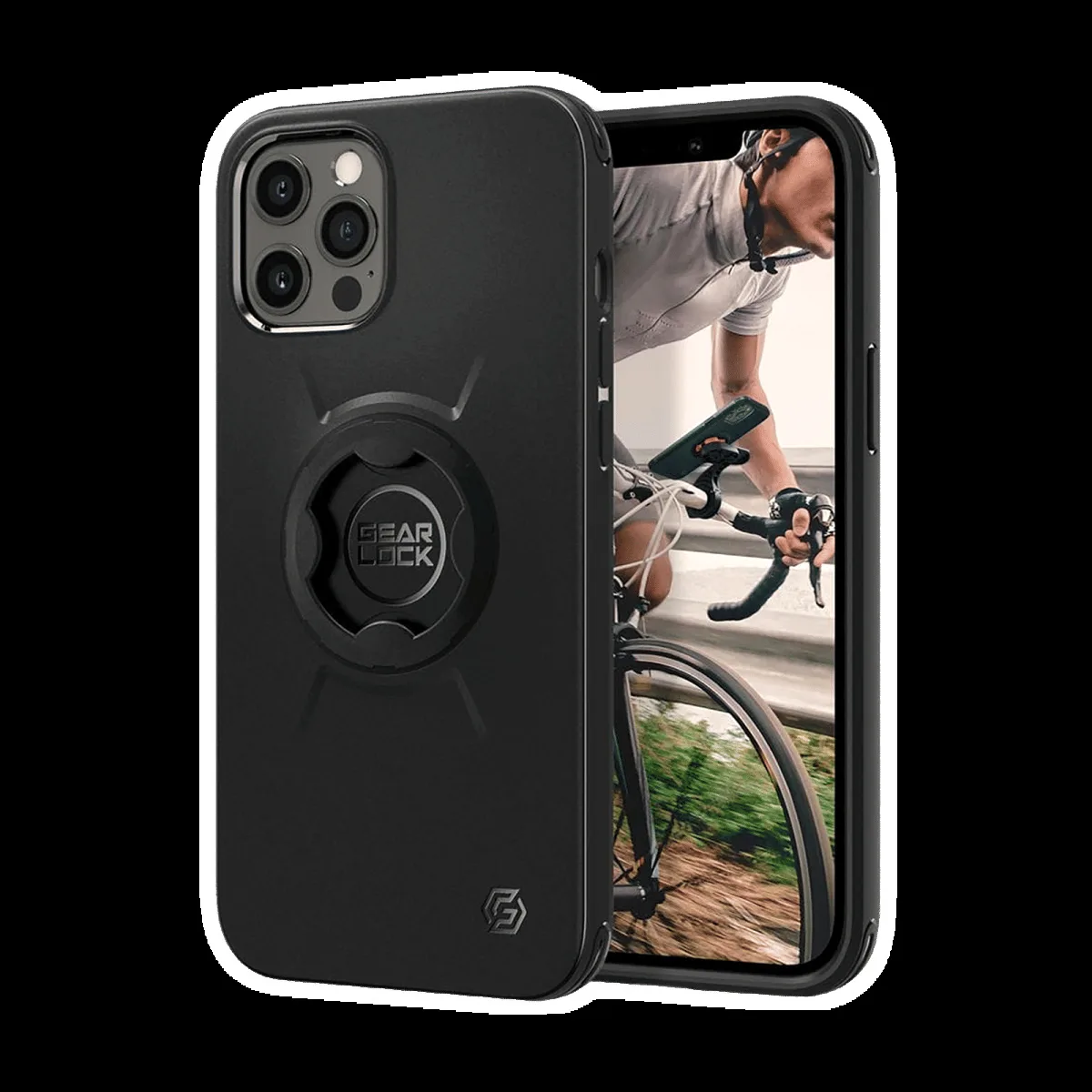 spigen Gearlock TPU & Polycarbonate Bike Mount Case for Apple iPhone 12 Pro Max (Air Cushion Technology, Black)