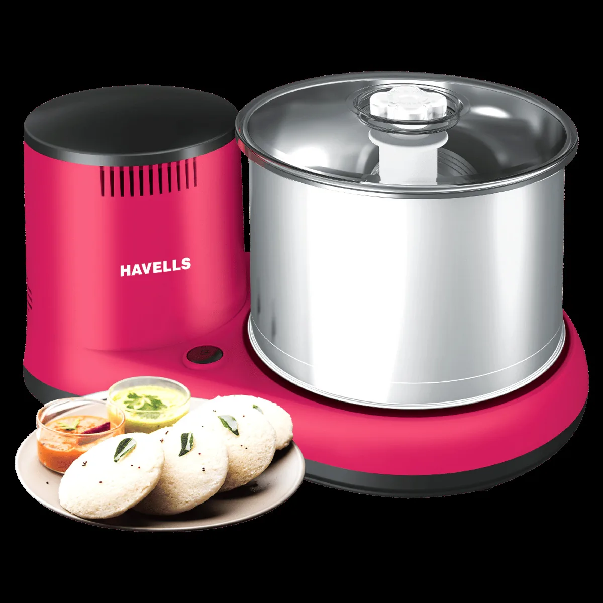 HAVELLS Alai 2 Litres 2 Stones Wet Grinder with Coconut Scrapper (Thermal Overload Protection, Pink)