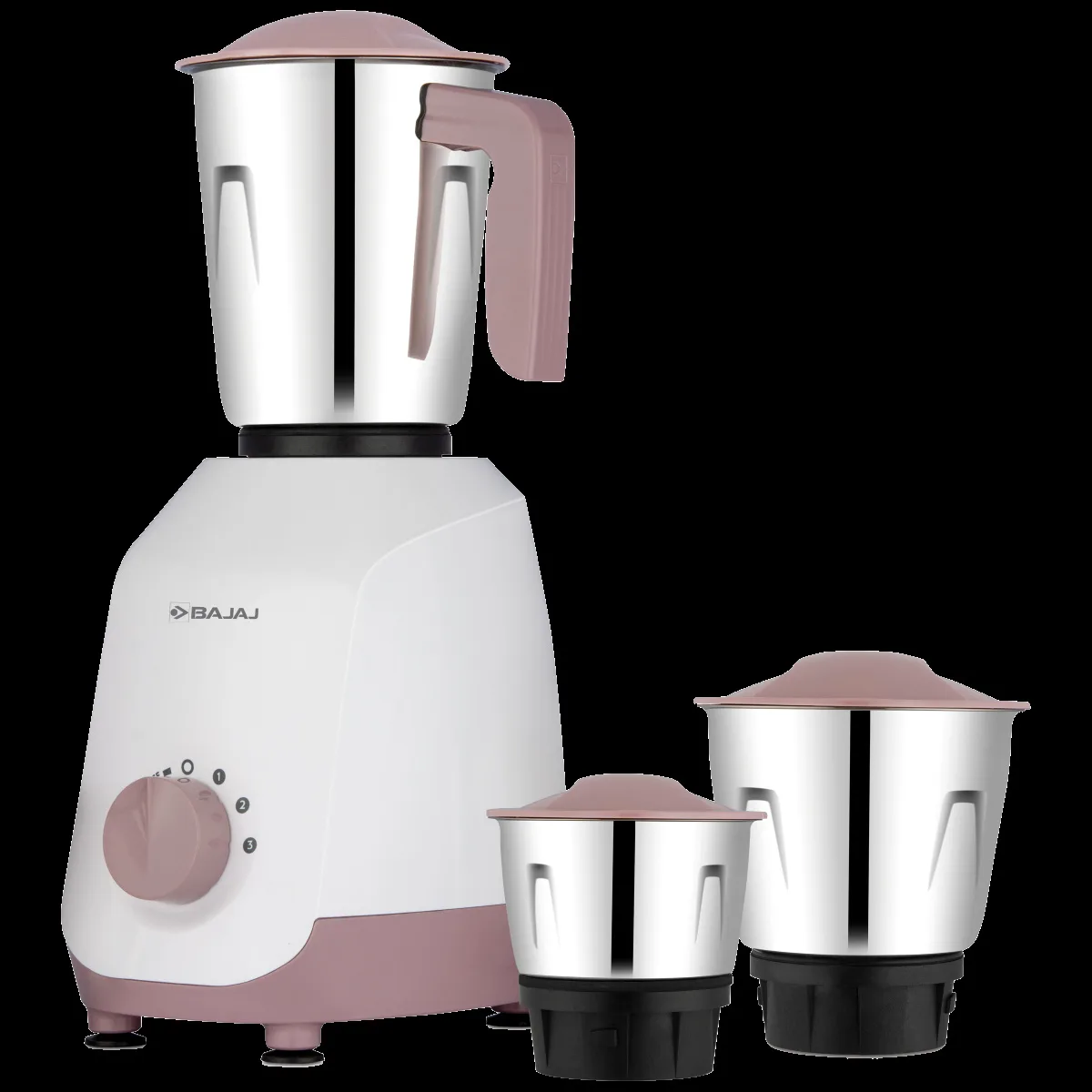 BAJAJ Ninja Series Gracio Lilac 500 Watt 3 Jars Mixer Grinder (20000 RPM, Pulse Mode, White and Lilac)