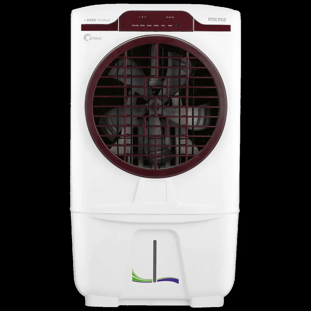VOLTAS JetMax T 70 Litres Desert Air Cooler with Turbo Air Throw (Smart Humidity Control, White & Burgundy)