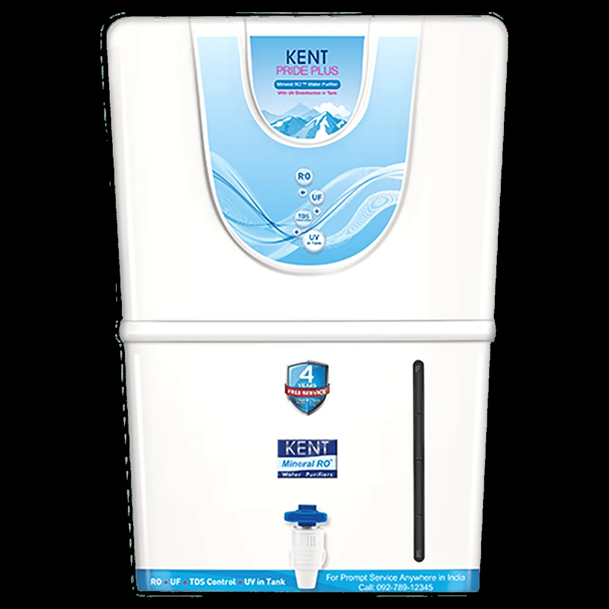 KENT Pride Plus 8L RO + UF + UV-in-tank + TDS Water Purifier with Multiple Purification Process (White)