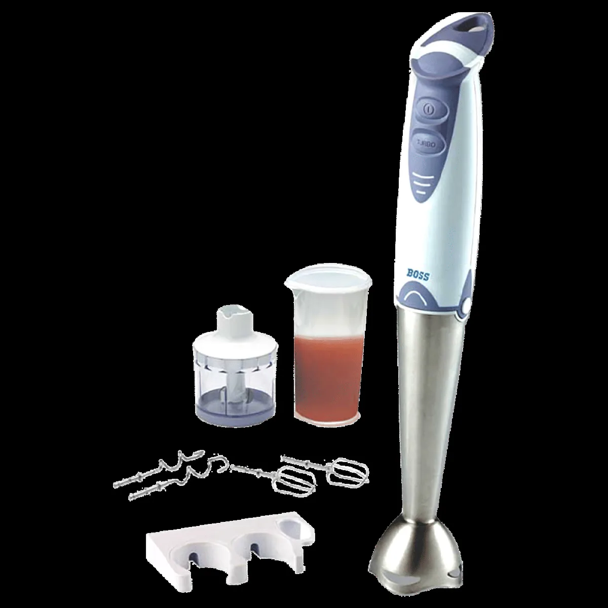 BOSS Quickmix 450 Watt 2 Speed Hand Blender with 4 Attachments (Detachable Metal Foot, White)