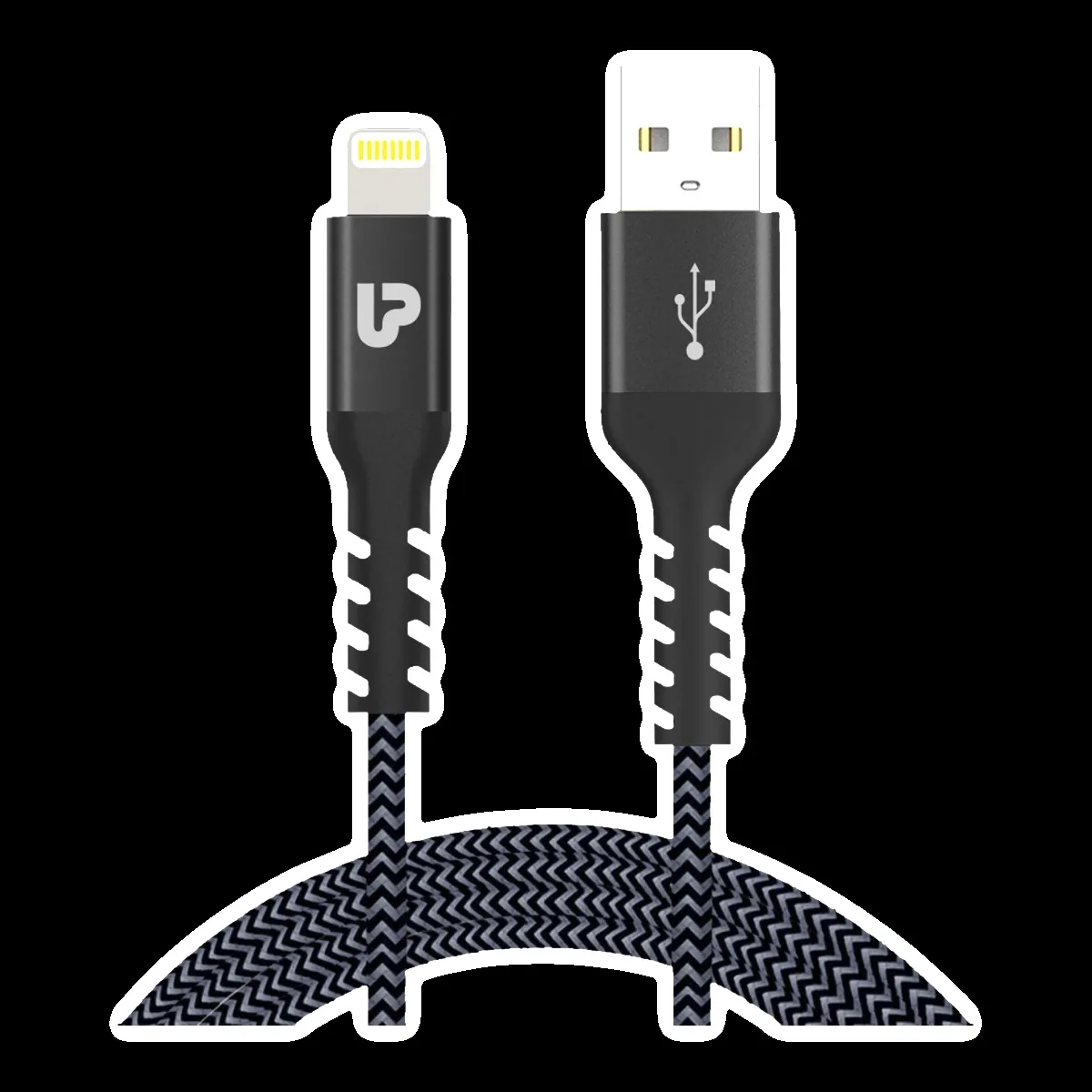 ultraprolink NyloKev+ Type A to Lightning Connector 6.6 Feet (2 M) Cable (Tangle-free Design, Grey)