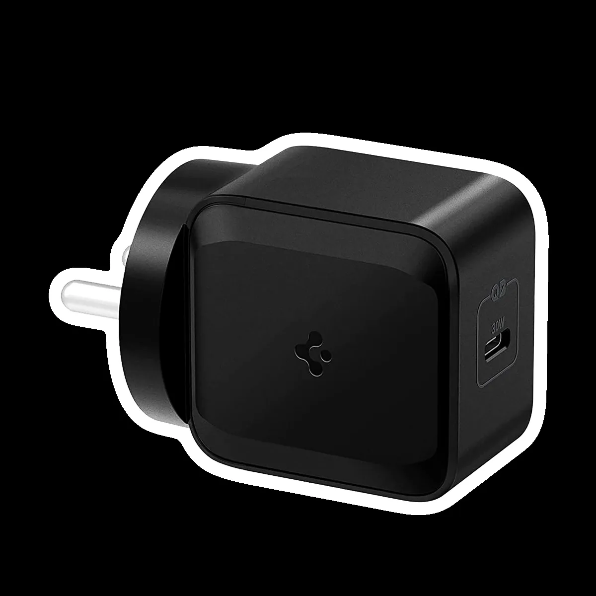 spigen PE2008IN 30W Type C Fast Charger (Adapter Only, Intelligent Qualcomm QC 3.0 Chip, Black)
