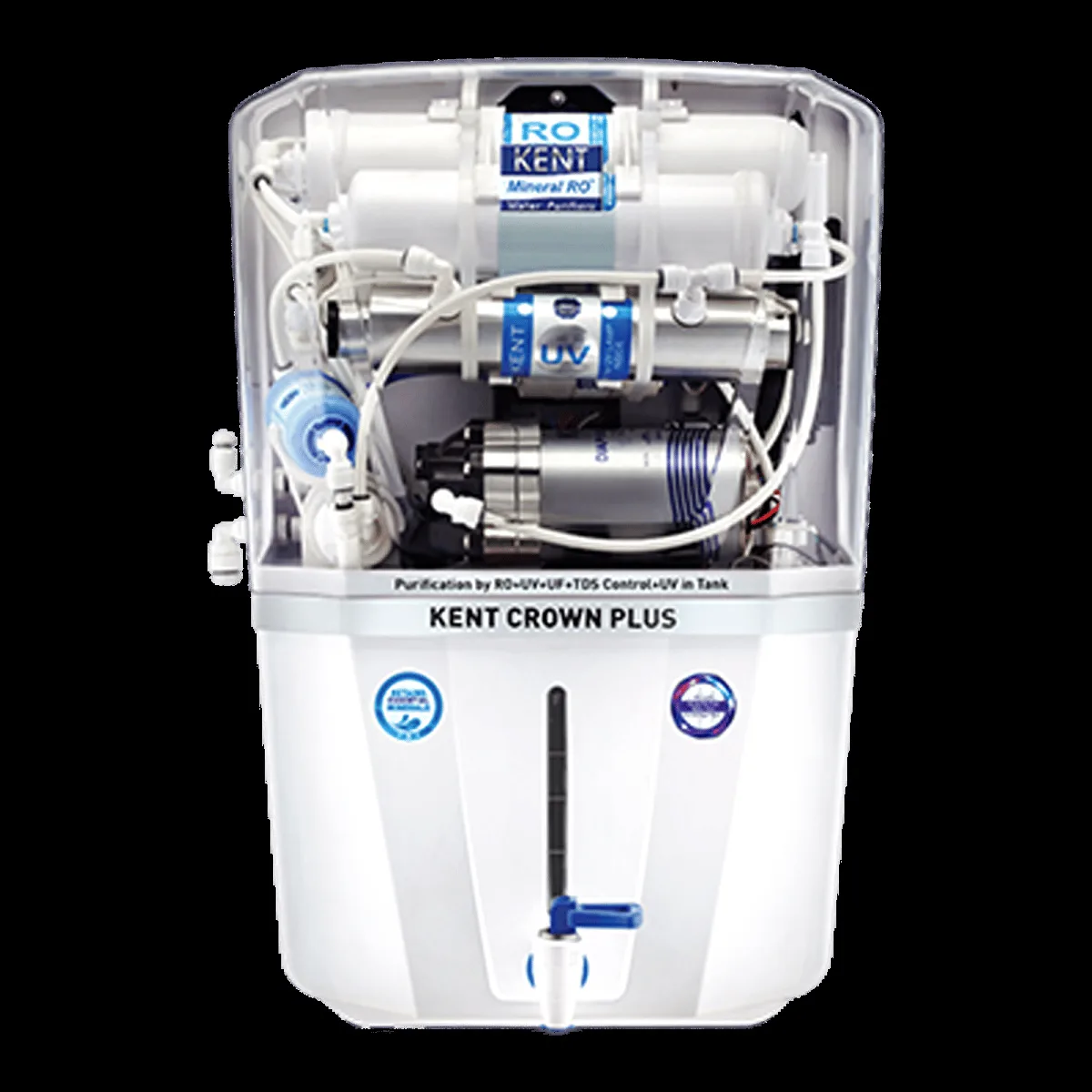 KENT Crown Plus 11L RO + UV + UF + UV-in-tank + TDS Water Purifier with Zero Water Wastage Technology (White)