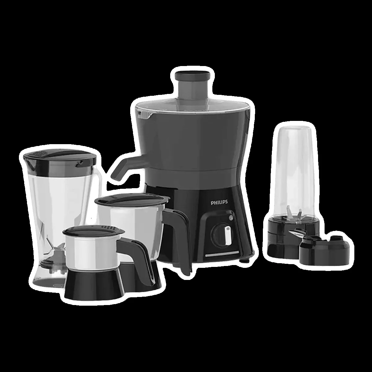 PHILIPS Viva Collection 600 Watt 4 Jars Juicer Mixer Grinder (20000 RPM, Overload Protection, Carbon Black & Cashmere Grey)