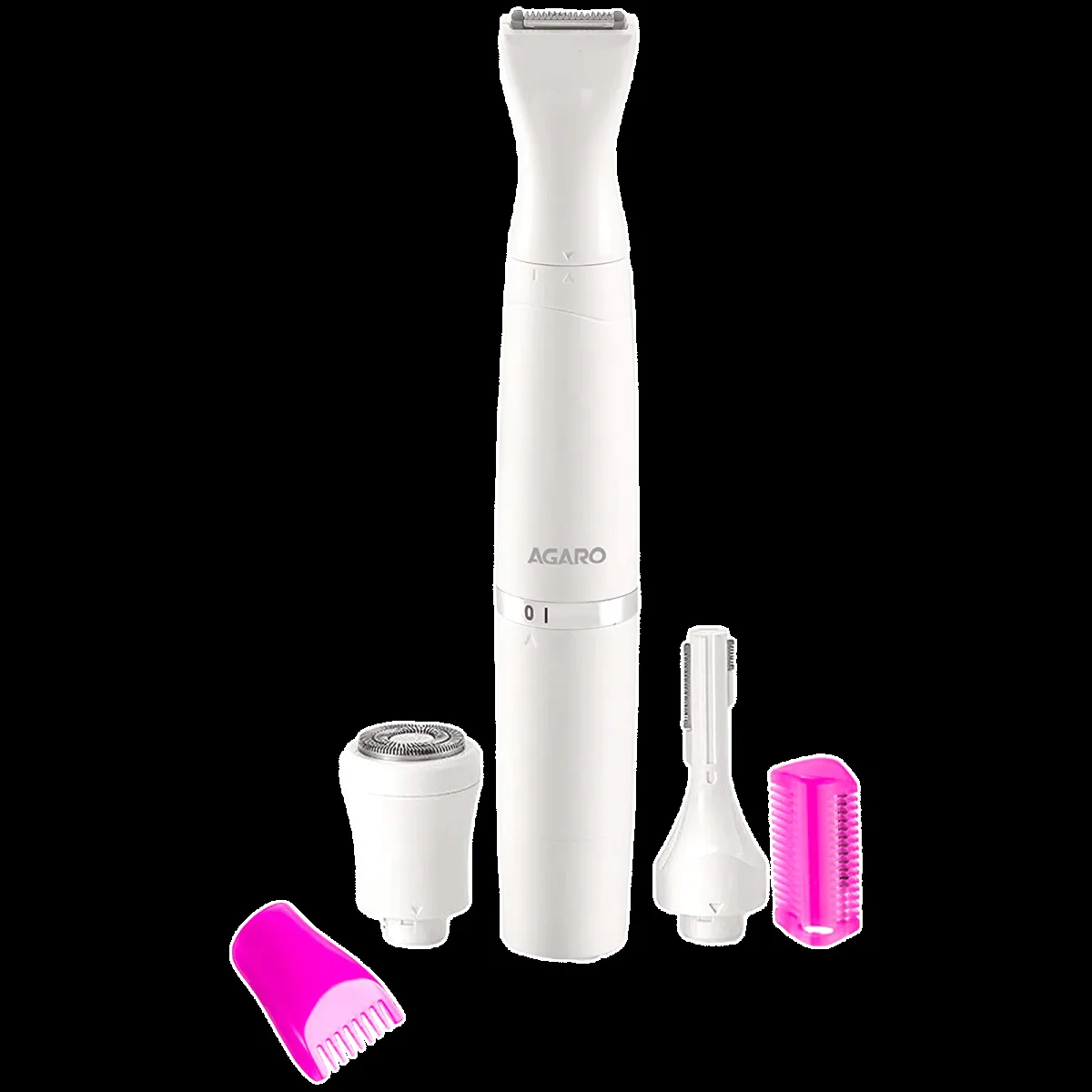 AGARO 2107 Rechargeable Cordless Wet & Dry Trimmer for Intimate Areas, Nose, Ear & Eyebrow with 2 Length Settings for Women (60min Runtime, IPX4 Water Resistant, White)
