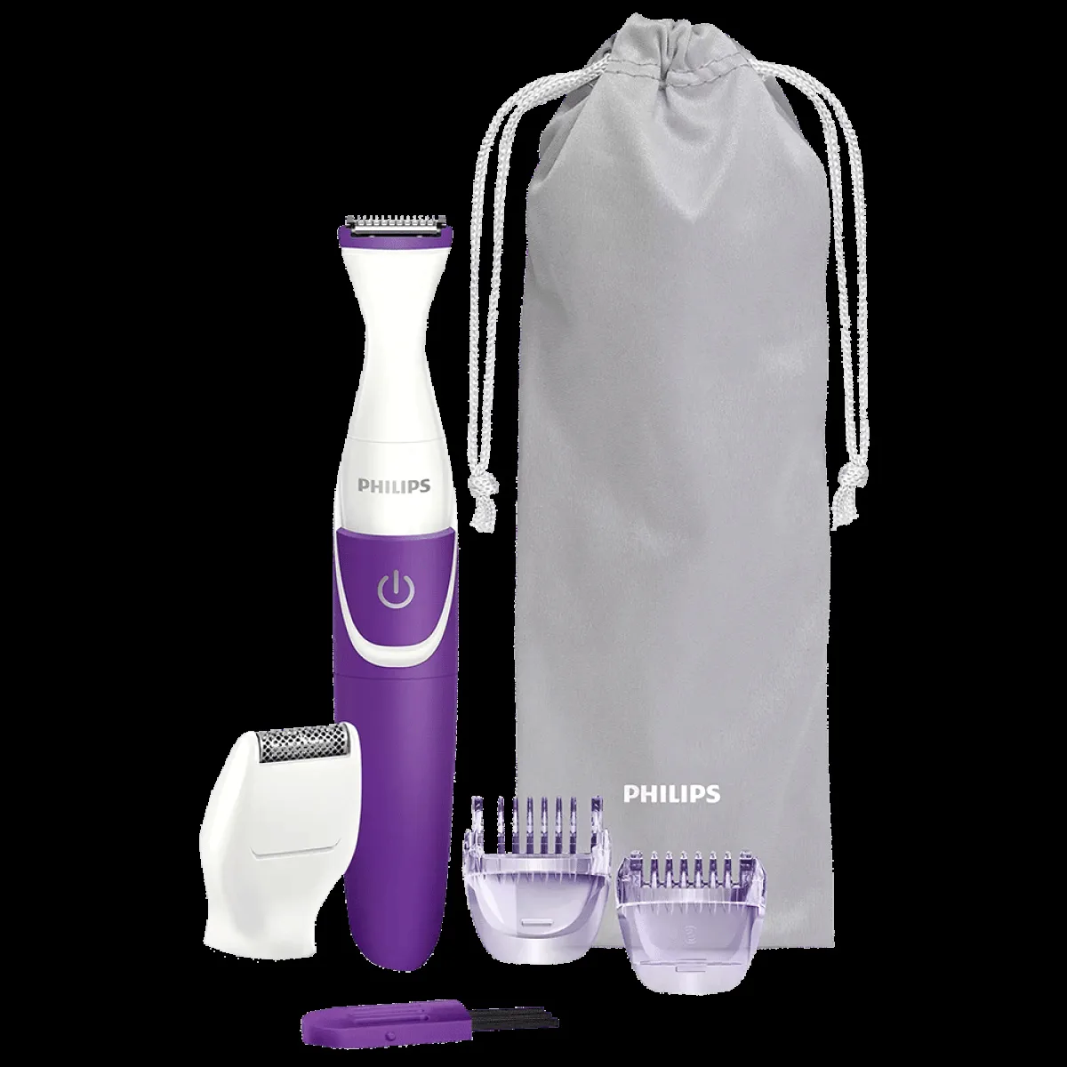 PHILIPS Essential Cordless Wet & Dry Trimmer for Intimate Area with 3 Length Settings for Women (180mins Runtime, Ergonomic Grip, Purple)