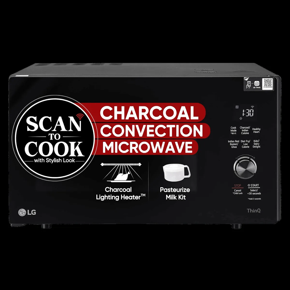 LG 28L Charcoal Convection Microwave Oven with Scan to Cook (MJEN286UFW, Black)