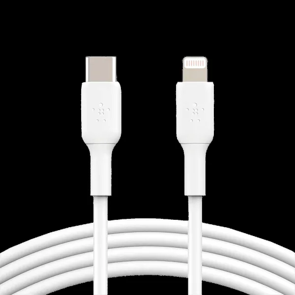 belkin BoostCharge Type C to Lightning Connector 3.3 Feet (1 M) Cable (Withstand 8000+ Bends, White)