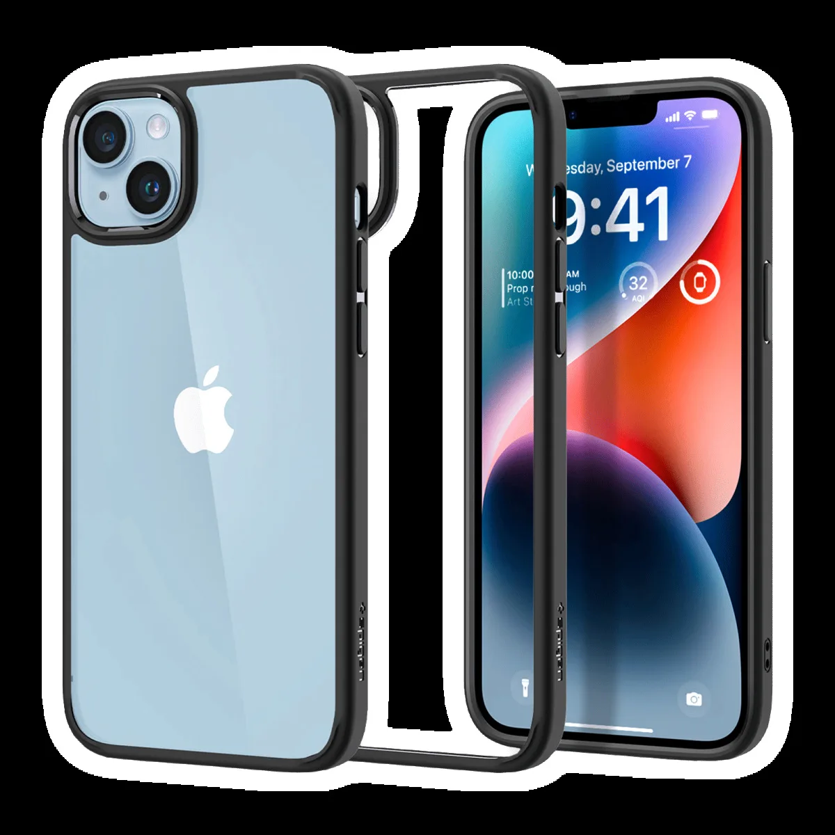 spigen Ultra Hybrid TPU & Polycarbonate Back Case for Apple iPhone 14 (Wireless Charging Compatible, Matte Black)