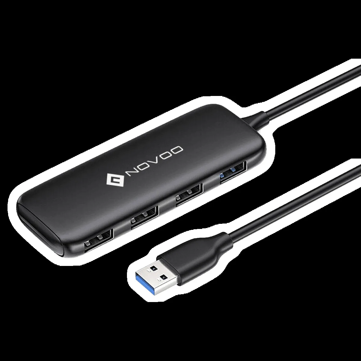 NOVOO 4-in-1 USB 3.0 Type A to USB 2.0 Type A, USB 3.0 Type A USB Hub (5 GbpsData Transfer Rate, Black)