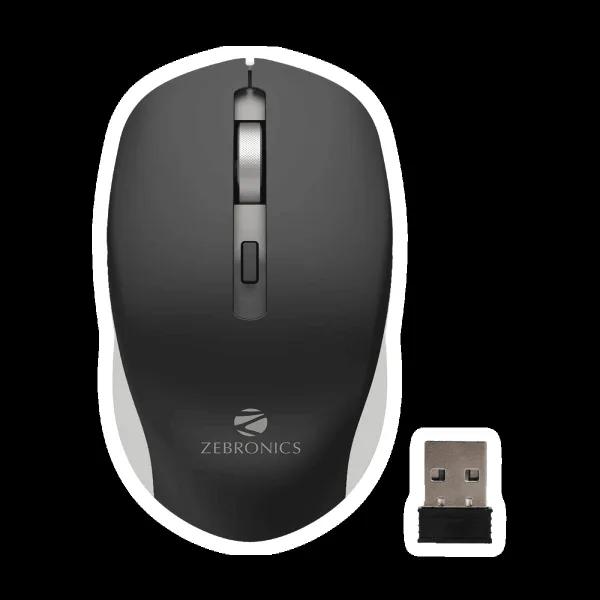 ZEBRONICS Zeb-Jaguar Wireless Optical Mouse (1600 DPI Adjustable, Plug & Play, Black/Grey)
