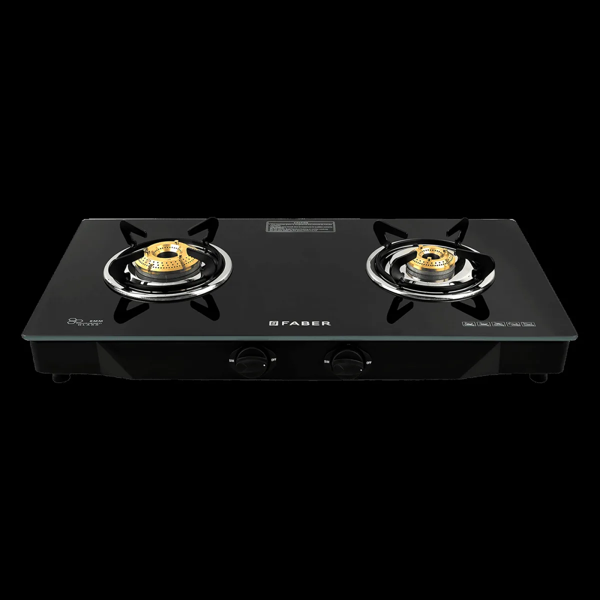 Faber JUMBO 2BB BK Toughened Glass Top 2 Burner Manual Gas Stove (Corrosion Resistance, Black)