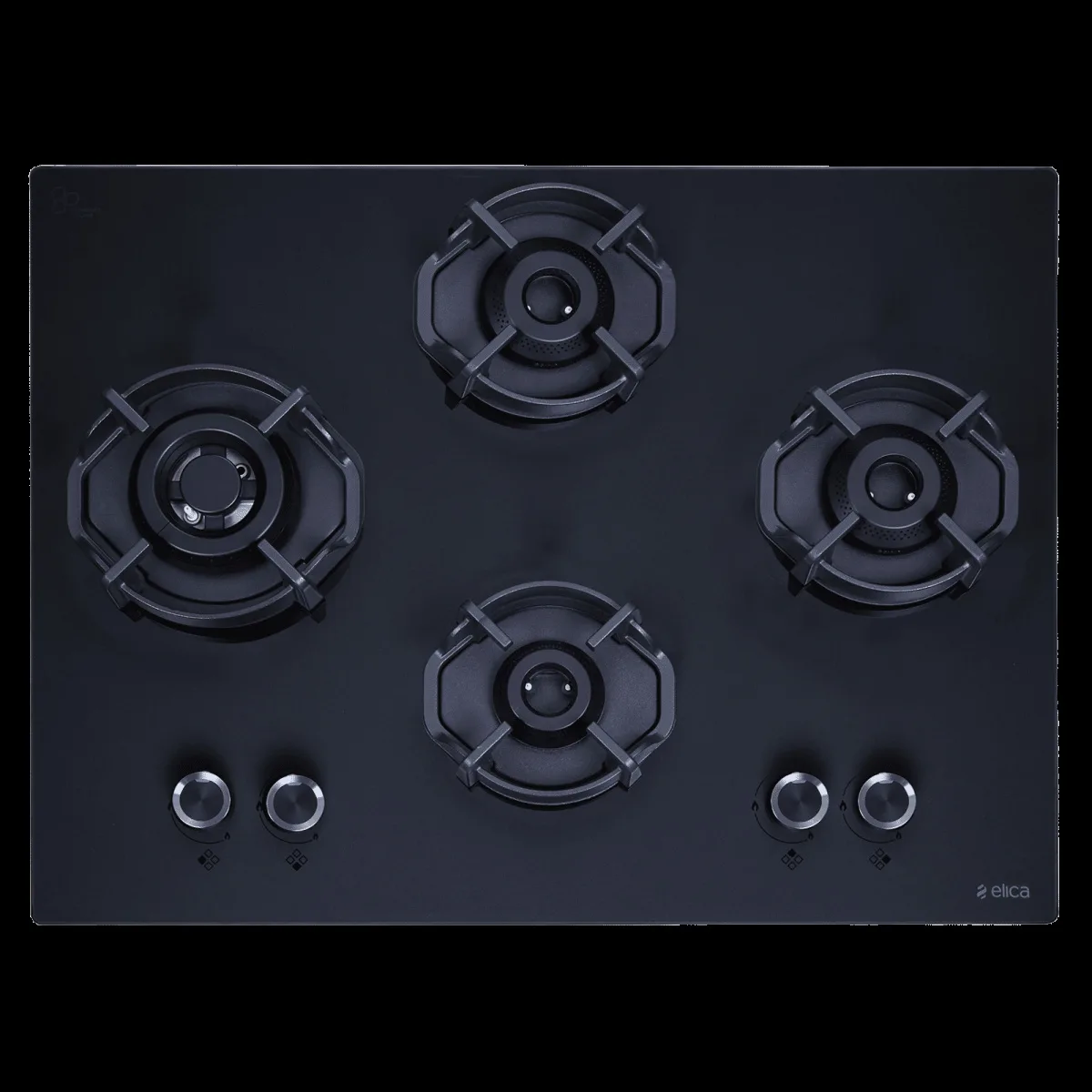 Elica MATT FLEXI HEXA LOTUS IND HD BRASS SERIES Toughened Glass Top 4 Burner Automatic Hob (Multi-Flame Burners, Black)