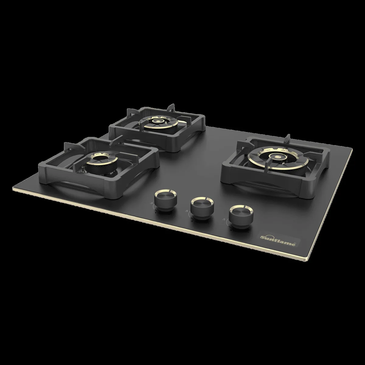 Sunflame SHA 360 SBS Toughened Glass Top 3 Burner Automatic Hob (Flame Failure Device, Black)