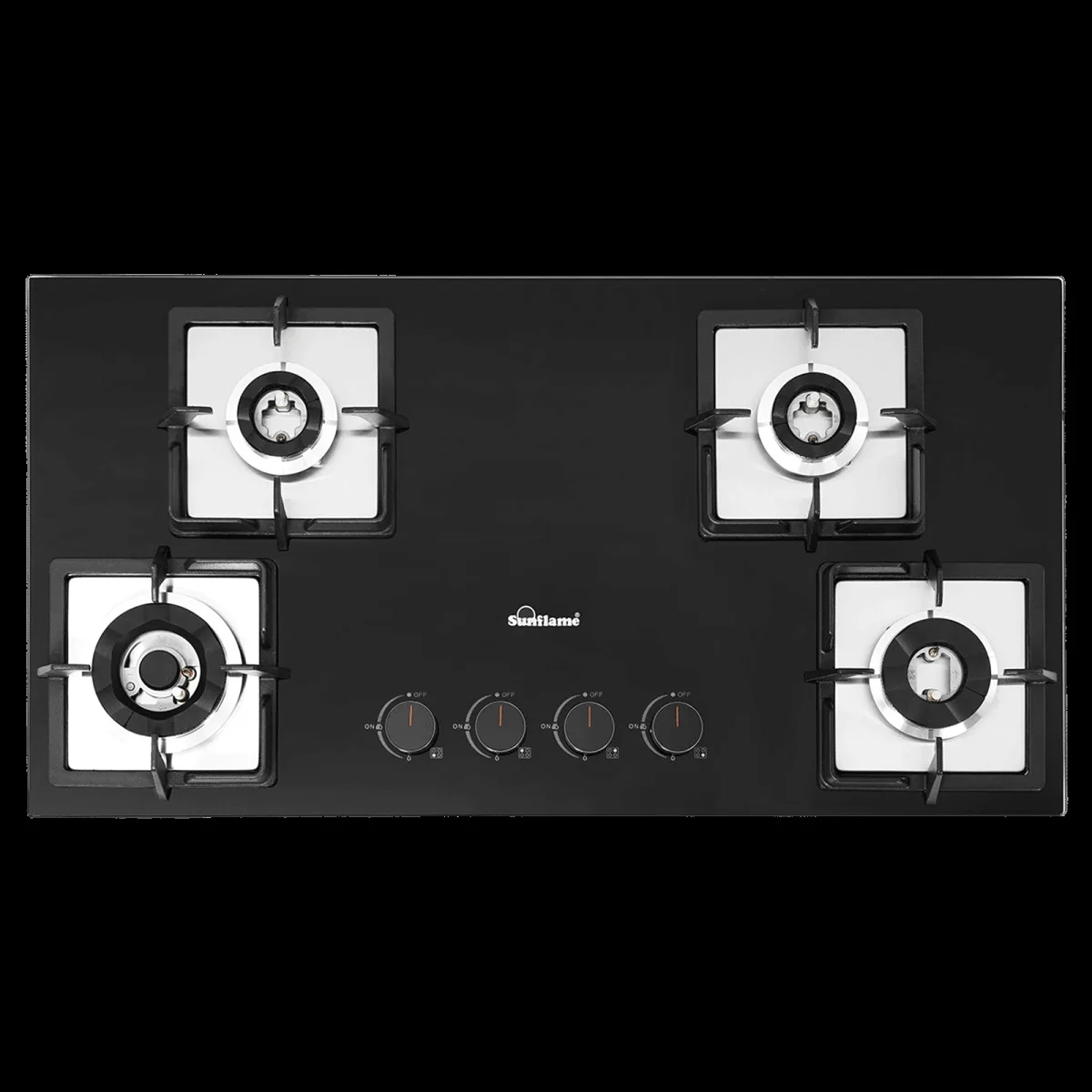 Sunflame SHA 486 PHS Toughened Glass Top 4 Burner Automatic Hob (Flame Failure Device, Black)