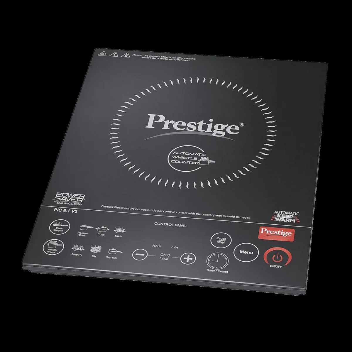 Prestige PIC 6.1 V3 2200W Single Induction Cooktop with 8 Preset Menus